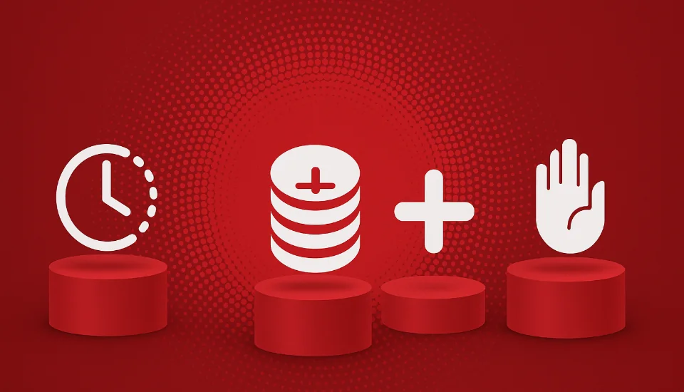Elementos e iconos sobre un fondo rojo que indican las propiedades de nuestros Casa de apuestas
